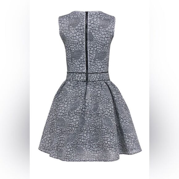 NWT Maje Reinatta Flared Jacquard Mini Dress Black White Sleeveless Sz M / 38 - Picture 2 of 7